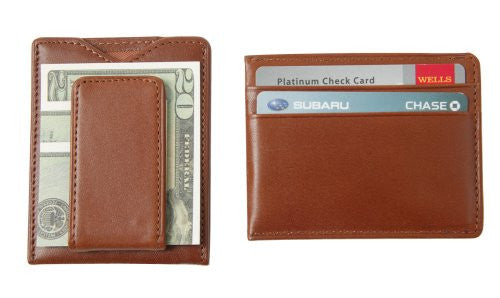 SW-936-T Leather Magnetic Money Clip Wallet - British Tan Top Grain Cowhide