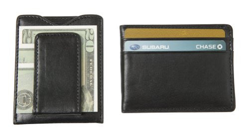 SW-936 Leather Magnetic Money Clip Wallet - Black Top Grain Cowhide