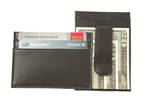 WC-812 Leather Money Clip and Card Holder - Black Top Grain Cowhide